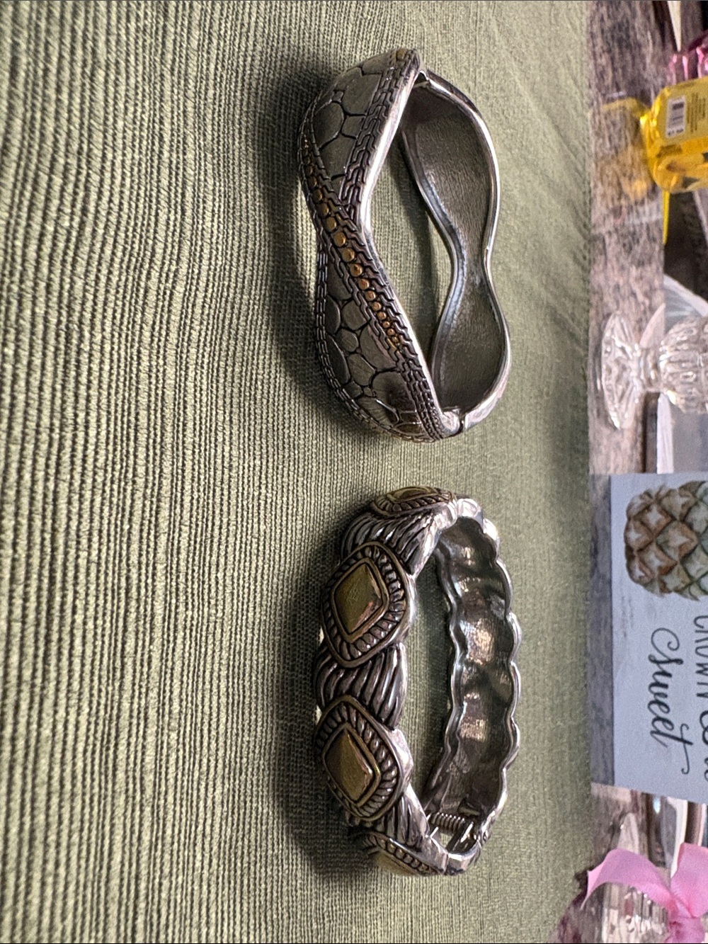 Set of 2 - Silver-Tone Women’s Bracelets Silver/Gold Finish